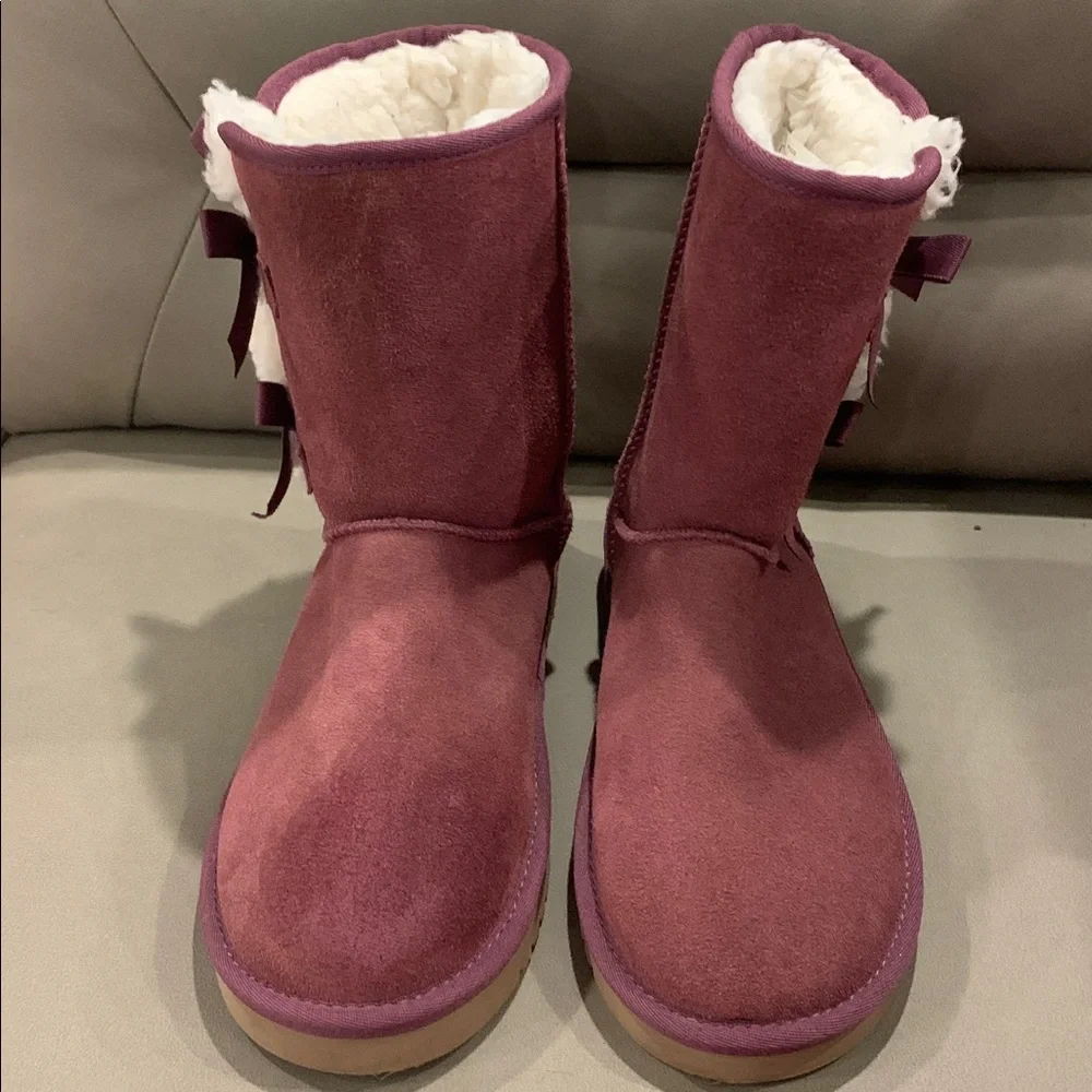 Uggs Koolaburra Women's Plush-Lined Bow Accent MidCalf Boots Size 9 NEW Burgundy